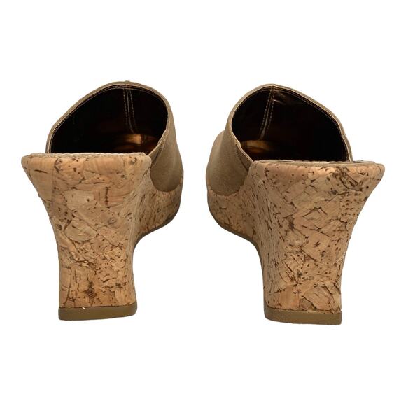 NEW White Mountain Suede Clogs Colleen Tan Cork Wedge Heels Size 7 - Picture 4 of 8